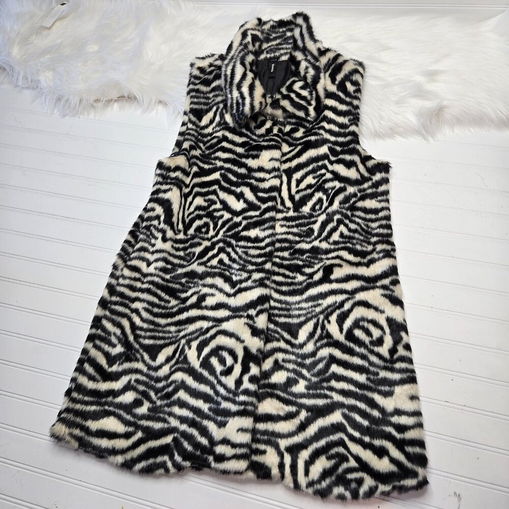 Venti6 Women's Size Large Faux Fur Long Vest Animal Print Made In Italy Quality